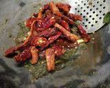 A picture of step 4 of Gongura Red Chili Chutney.