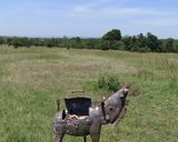 A picture of step 1 of Chicken sausages and Bella Luna Bagels on safari!.