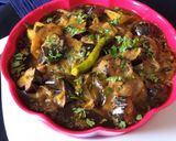 A picture of step 9 of Fried Aloo Baingan.