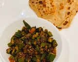 A picture of step 6 of Achari Bhindi.
