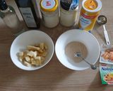 A picture of step 1 of Banana pancake (no milk/ no egg) with sourdough starter discard.