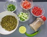 A picture of step 2 of Jain Moong salad (no onion no garlic no potatoes).