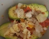 A picture of step 1 of My Guacamole Dip. With some crusty Tiger Bread 😊.