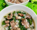 Hình bước làm 9 của món Cháo “thả tim” ❣️❤️💔 và tía tô cuối tuần