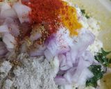 A picture of step 1 of Bajra and paneer appe.