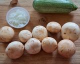 A picture of step 1 of Mushrooms and Zucchini with Herbes de Provence.
