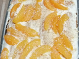 Postre de durazno vainillas y crema
