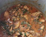A picture of step 5 of Methi chicken curry.