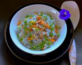 A picture of step 6 of Blue Fried Rice.