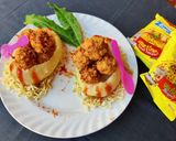 A picture of step 7 of Maggi peanut cracker in potato boat.