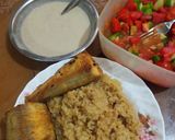 صورة لخطوة 6 من وصفة سمك معكرونه وارز وسلطه خضراء 😋😋😋😋😋