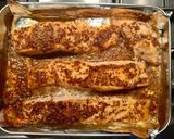 A picture of step 4 of Roasted Salmon Glazed With Brown Sugar and Mustard.