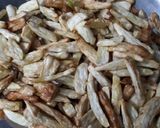 A picture of step 1 of Tadka arbi(Taro roots).