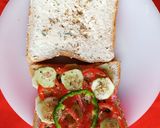 A picture of step 3 of Cheese spread salad grilled sandwich.