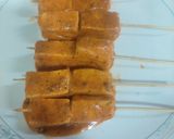 A picture of step 3 of Paneer satay stick restaurant style.