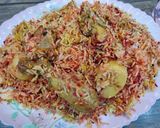 A picture of step 7 of Rainbow Sindhi biryani 🌈.