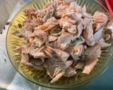 Une image de l'étape 4 de Pâtes Pipe Rigate au saumon et champignons.