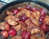 A picture of step 14 of Pork Shoulder with Mustard, Spiced Plums, and Orange Sweet Potato Mash.