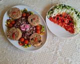 Pas rețetă Carne de miel fiartă & pilaf de bulgur cu vinete și salată asortată🧿 5 fotografie