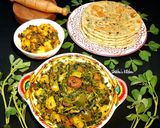 ডালের বড়ি, আলু, বেগুন দিয়ে মেথি শাকের ঘন্ট রেসিপির ধাপ 3 ছবি