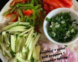 A picture of step 1 of Veggies loaded wheat pasta In spinach tomato gravy.