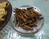 A picture of step 3 of Kurkuri bhindi.