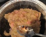 A picture of step 4 of Rhubarb & strawberry no oven cake / pie.