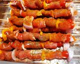 Une image de l'étape 4 de Brochettes merguez saucisses de poulet au barbecue 😋 #juillet.