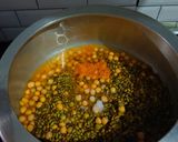 A picture of step 1 of Kolhapuri Misal Pav.