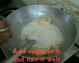 A picture of step 3 of Sooji Halwa.