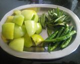 A picture of step 1 of Green tomato chutney.
