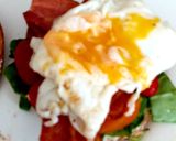 A picture of step 6 of My Crispy Bacon on Wholemeal 🥯 with 🍅 and 🥚 also Spinach.