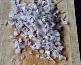 A picture of step 1 of Scallop Risotto with Leeks and Chorizo Chips.