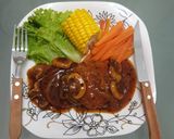 Foto langkah ke 7 dari resep #18.Steak TEMPE_Vegetarian Steak with Blackpaper sauce👩‍🍳.