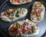 A picture of step 4 of Italian cheese bruschetta.