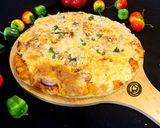 A picture of step 6 of Cheese Burst Veggies And Chicken Pizza From Scratch.