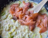 A picture of step 2 of Polenta Tart with Smoked Salmon and Leeks.