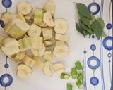 A picture of step 1 of Raw banana sabji.