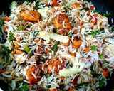 A picture of step 6 of Chicken 65 Fried Rice.