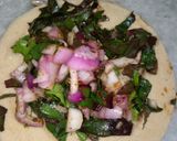 A picture of step 3 of Beet green prantha.