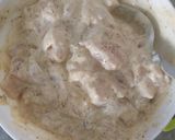 A picture of step 3 of Ginger malai boti chunks.