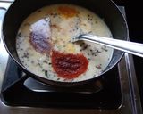 A picture of step 4 of Bhindi garlic kadhi.