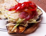 Foto del paso 5 de la receta: Sándwich de pimiento rojo, berenjenas y 2 ricas salsas..