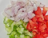 A picture of step 1 of Shirazi salad Arabic salad.