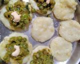 A picture of step 3 of Aloo Tikki stuffed with green Peas.