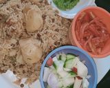 A picture of step 6 of Achari masoor pulao.