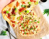A picture of step 6 of Spring onion and prosciutto flatbread.