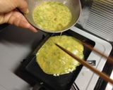 A picture of step 2 of Tamagoyaki (Japanese omelette).