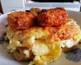 A picture of step 14 of Cheese Toastie with Fried Eggs topped with Salsa Sauce.