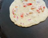A picture of step 3 of Sattu Chilla with veggie.